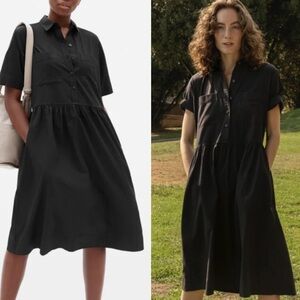 EVERLANE the parklet shirtdress in black size 6